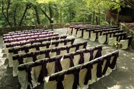 Ivory Chair Cover Plum Satin Sash