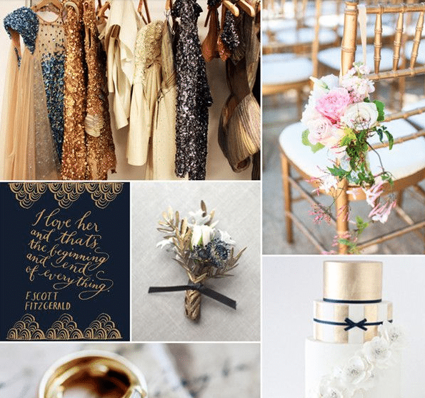 wedding trends 2015 Blue and Gold Accented Wedding from Elegant Wedding Invites