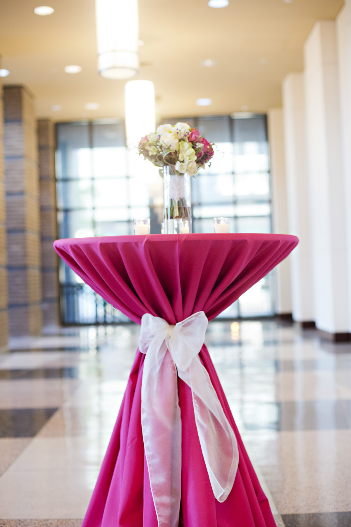 pink polyester highboy